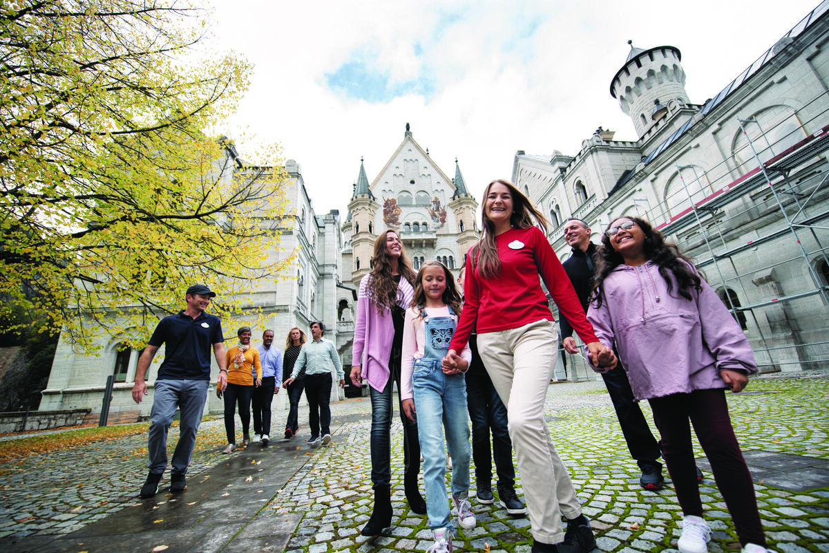 Family on a guided adventure through European countryside