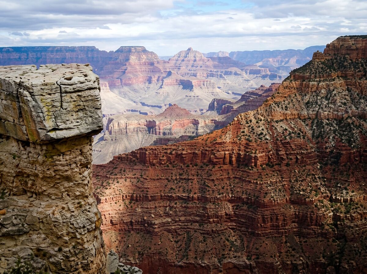 Grand Canyon panoramic view with layered red rock formations